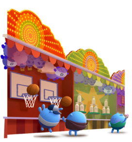 Doptelet Platelet Characters Playing Circus Games